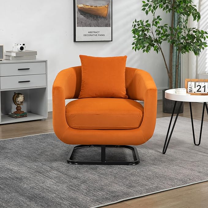 House Hold Upholstered Tufted Living Room Chair Textured Velvet Fabric Accent Chair with Metal Stand