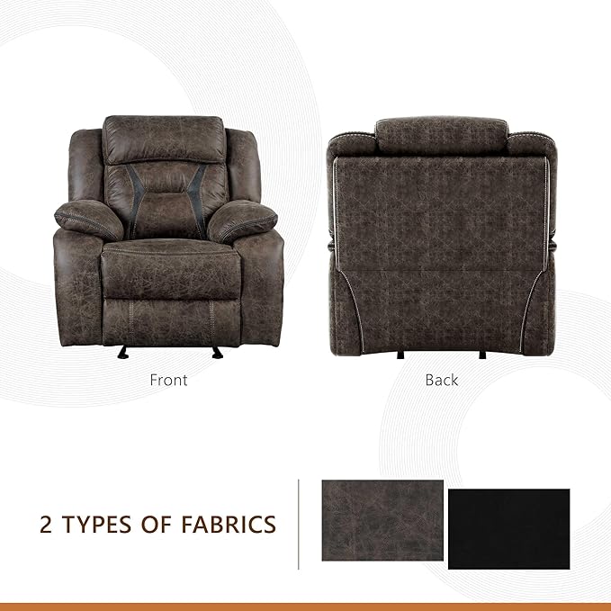 Homelegance Reclining Chair Polished Microfiber Manual Glider Recliner Dark Brown