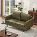 Tbfit Loveseat Faux Leather Sofa Couches for Living Room Bedroom &amp Office Olive Green