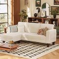 VICTONE Convertible Sectional Sofa Couch 3 Seat L-Shaped Sofa with Linen Fabric Ottoman Small Couch for Small Apartments Living Room and Office (Corduroy Cream)