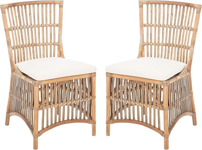 Safavieh Home Collection Erika Rattan Cushion (Set of 2) Accent Chair Grey White Wash/White