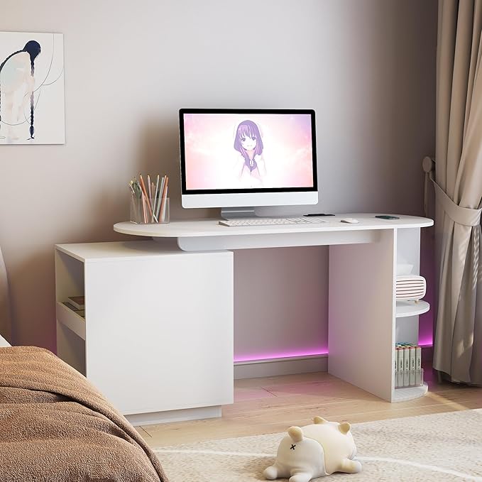 Merax Modern Home Office DeskExpandable Table with Storage Drawers Open ShelfComputer Desk with Hutch BookshelfWood Executive Desk