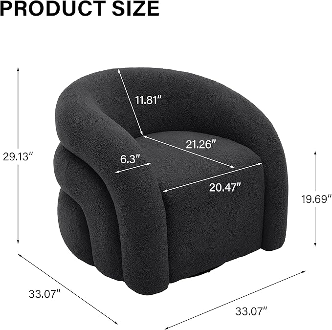 Boucle Swivel Accent Chair Set of 2 No Assembly Small Comfy Round Barrel Armchair for Living Room Bedroom Reading Waiting Room-Grey