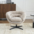 Christopher Knight Home 360° Swivel Club ChairChenille Upholstered Accent Chair with Removable Cushion Round Office Chair with Black Metal BaseBrown
