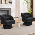 Mid Century Modern Swivel Barrel Chair - 360° Swivel Accent Chair with Plush Velvet Upholstery &amp Wide Cushioned Seat Round Lounge Sofa Chair for Living Room Bedroom Office (Black 2 PCS)