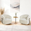 Swivel Accent Chair Modern Living Room Chairs Comfy Barrel Armchair Cozy Side Single Sofa Chair for Bedroom Reading Room Waiting Room Club Fully Assembled (Set of 2 New White)