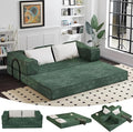 80 Convertible Folding Sofa Bed 4-in-1 DIY Combination Fold Out Sleeper Sofa Bed King Size Loveseat sleeper Couch w/ Removable Armrests Chenille Floor Couch Small couches for small spaces (Green)
