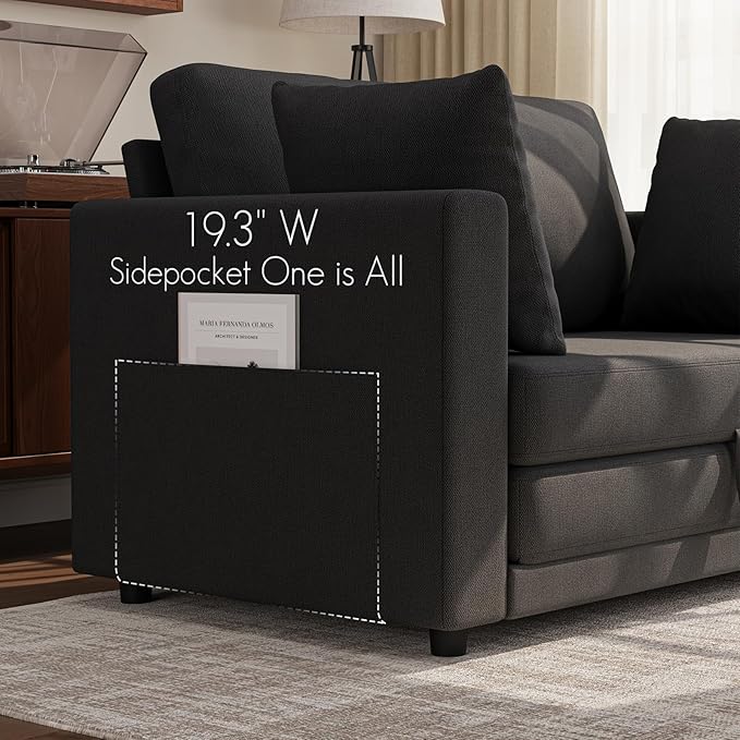 Convertible Sofa Bed 2 in 1 Pull Out Loveseat Sleeper Sofa | 78.7” Folding Floor Sofa Bed for Guest Room Bedroom | Black