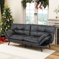 MUUEGM Futon Couch with 71 Adjustable High Density Memory Foam Futon Sofa Bed Modern Design Sofa Bed for Living Room Sleeping and Relaxing(Leather Matte Black)