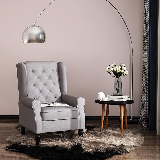 Button Tufted Accent Chair for Living Room Breathable Fabric Diamond-Tufting Thick Padded Seat Modern &amp Traditional Style