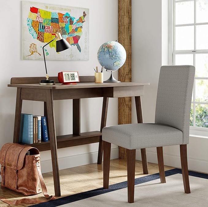 Finch Darren Home Office Desk with Drawer Mid Century Accent Desk 43 Inch Wide Simple Modern Study Table Walnut Brown