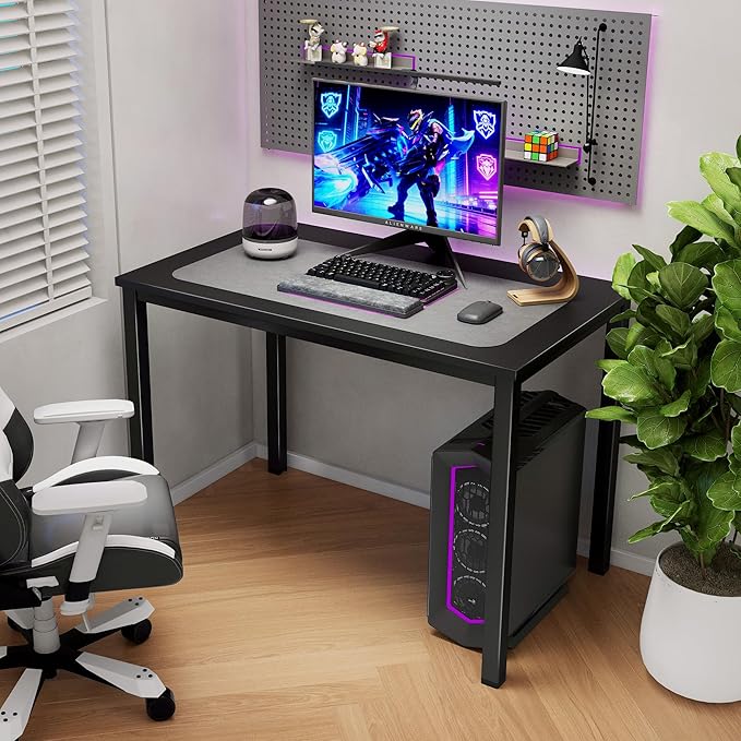 40 Inch Computer Desk Small Home Office Desk with Deeper Desktop Study Writing Gaming Table Modern Simple PC Desk for Office Home Bedroom Easy Assembly Adjustable Feet Black