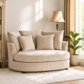 54.9''W Oversized Accent Barrel Chair Upholstered Chenille Comfy Couch Sofa with 5 Pillows for Bedroom Living Room Apartment Studio Wheat.
