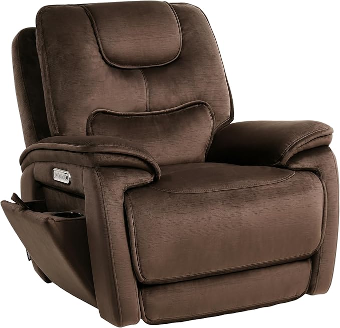 EONIX Triple Motor Lay Flat Zero Gravity Power Recliner Chair with Heat and Massage Independent Adjustable Backrest Footrest Headrest 400lbs Heavy Duty Medium Size Stylish Chenille Dark Brown