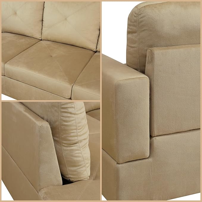 L Shaped Couch Modular Sectional Sofa with Chaise Modern Modular Sofas Furniture Sofa Couches for Living Room/Apartment/Office/Bedroom Beige