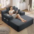70W Oversized Chaise Lounge Chair Indoor with Adjustable Backrest &amp Storage 2 in 1 Convertible Sleeper Sofa Bed Compression Foam Boneless Couch for Living Room Bedroom Plush Corduroy Dark Grey