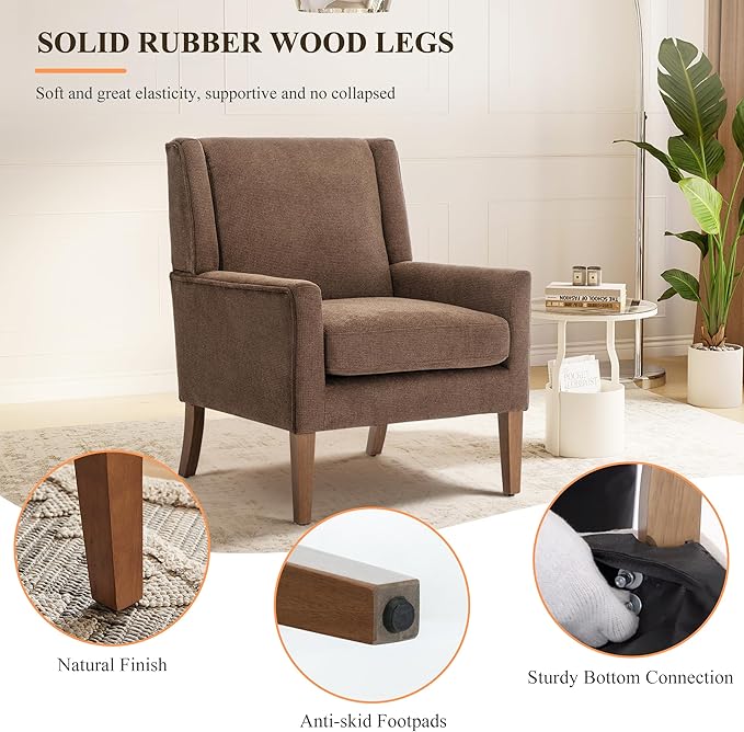 Accent Chairs for Living Room Mid-Century Wooden Fabric Living Room Chairs Arm Chair Side Chairs for Living Room Bedroom Reading Nook
