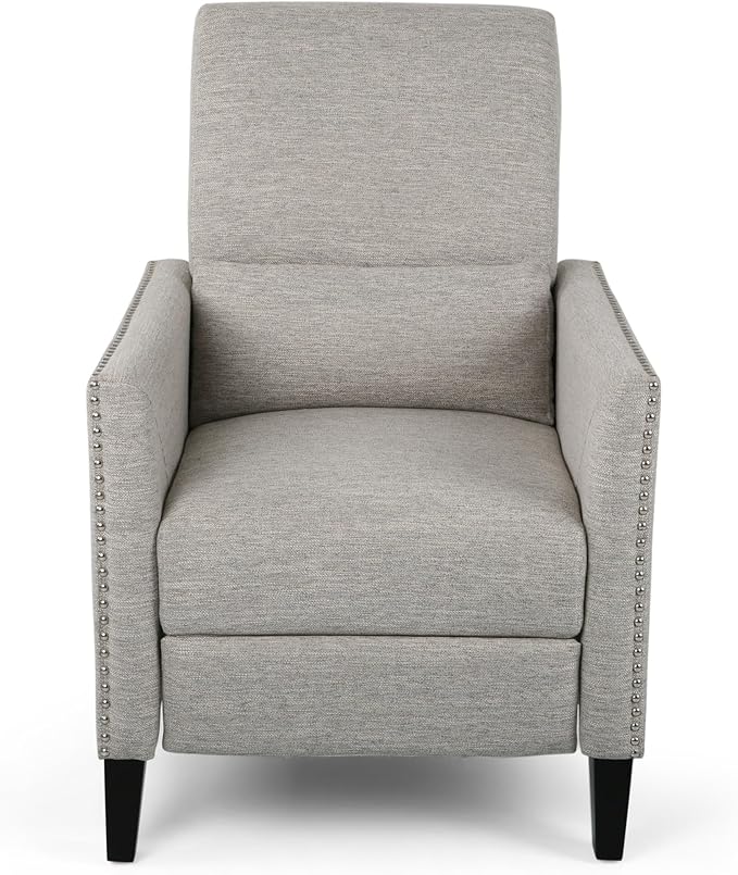 Mid-Century Fabric Rocker Recliner Chair with Tufted Design Adjustable Single Recliner Sofa with Thicker Seat Cushion with Pocket for Living Room Bedroom Apartment (Light Grey Style2)