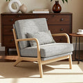 Claiks Mid-Century Modern Accent Chair Living Room Armchair with Solid Wood Frame &amp Lumbar Pillow Comfy Upholstered Lounge Chair for Bedroom Office Linen-Like Fabric Dark Gray