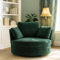 40.6''W Swivel Accent Barrel Chair Chenille Upholstered Round Single Couch Sofa with 3 Pillows for Living Room Apartment Bedroom (Green)