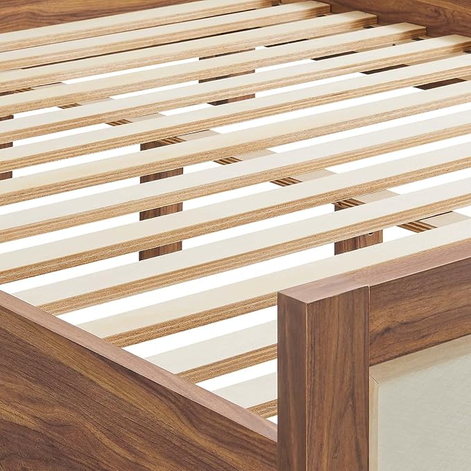 Modway Capri Mid-Century Modern Queen Size Bed in Walnut with Headboard and Footboard