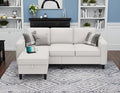 Sectional Couches for Living Room - Convertible 3 Seater L Shaped Couch with Storage Ottoman USB Charging Port - Beige Modern Linen Fabric Sofas Furniture Set for Apartment Loft Studio Small Space | U