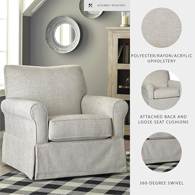 Signature Design by Ashley Searcy Upholstered Swivel Glider Accent Chair Gray