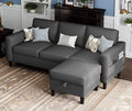 Sectional Couches for Living Room 78 Convertible L Shaped Couch with Removable Storage Ottoman 3 Seater Sofas Modern Linen Dark Grey Sofa for Apartments Studios Dorms Small Spaces
