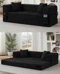 78.8 Convertible Sofa BedFuton Boneless CouchFolding Pull Out Futon Sofa (Black) | Convert to bed Storage Pocket No Assembly Corduroy Fabric Family size Ease of assembly