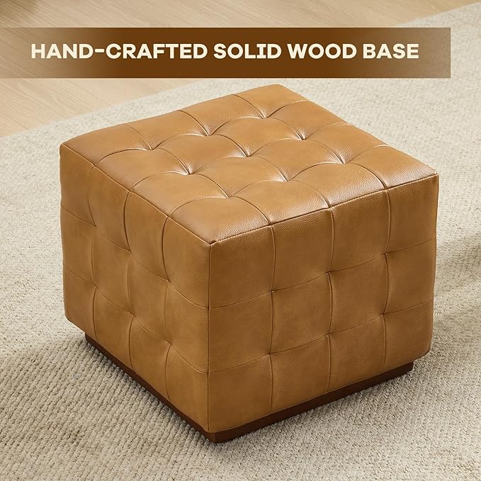 AEDI Oil-Wax Leather Swivel Chair &amp Ottoman Set Modern Barrel Accent Chair Camel