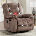 EBELLO Massage Recliner Chair with Vibration Massage and Heat Soft Fabric Overstuffed Manual Reclining Sofa Chair for Living Room with Side Pocket Light Brown