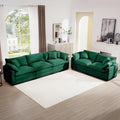 mikibama Luxury 2 Piece Sofa Set 3-Seater &amp Loveseat Couch Set Modern Corduroy Comfy Cloud Couches Set for Living Room Office with 4 Armrest Pillows and 5 Toss Pillows Green