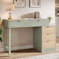 Tribesigns Computer Desk with 5 Drawers Reversible Small Writing Desk with Storage Modern Wooden Study Table Office Workstation for Home Office Small Spaces Mint Green