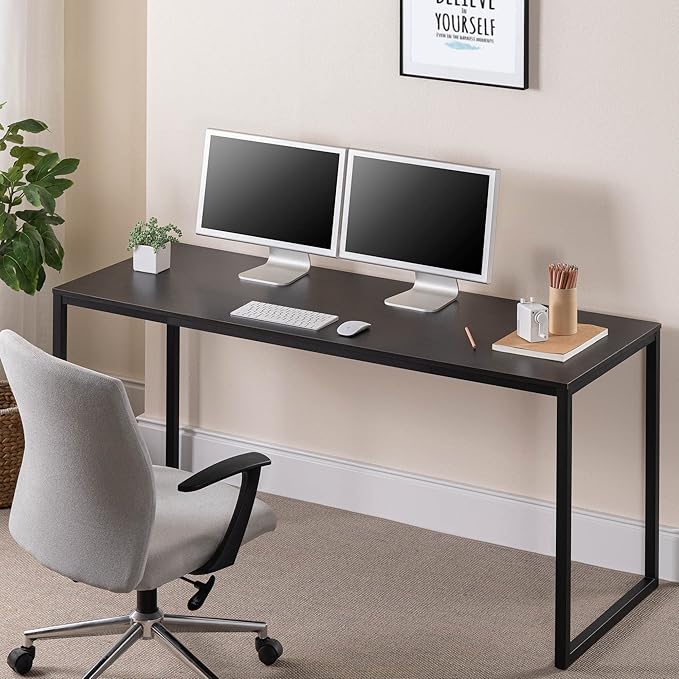 Zinus Jennifer 63 Inch Black Frame Desk Computer Workstation Office Desk Easy Assembly Deep Espresso