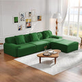 113 Modular Sectional Sofa Upholstered 3-Seater Sofa with Movable Ottoman Oversized 4-Seater Couch with 3 Throw Pillows High-Density Foam No Assembly Free Combinations