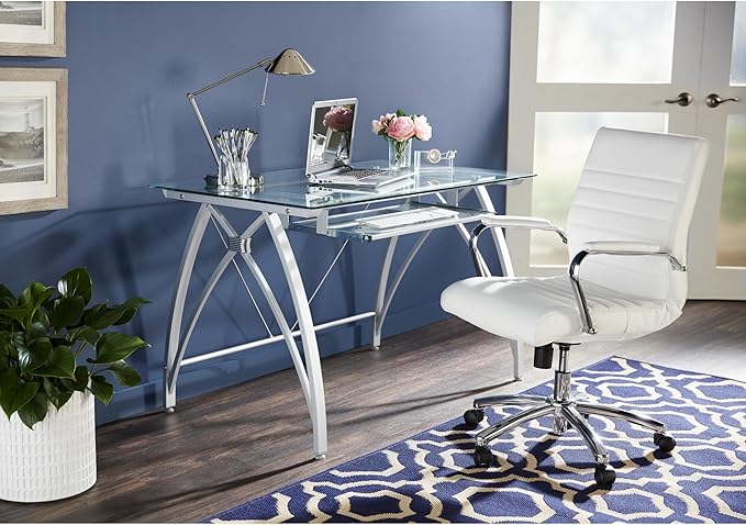 Realspace® Vista 48 W Glass Computer Desk Silver