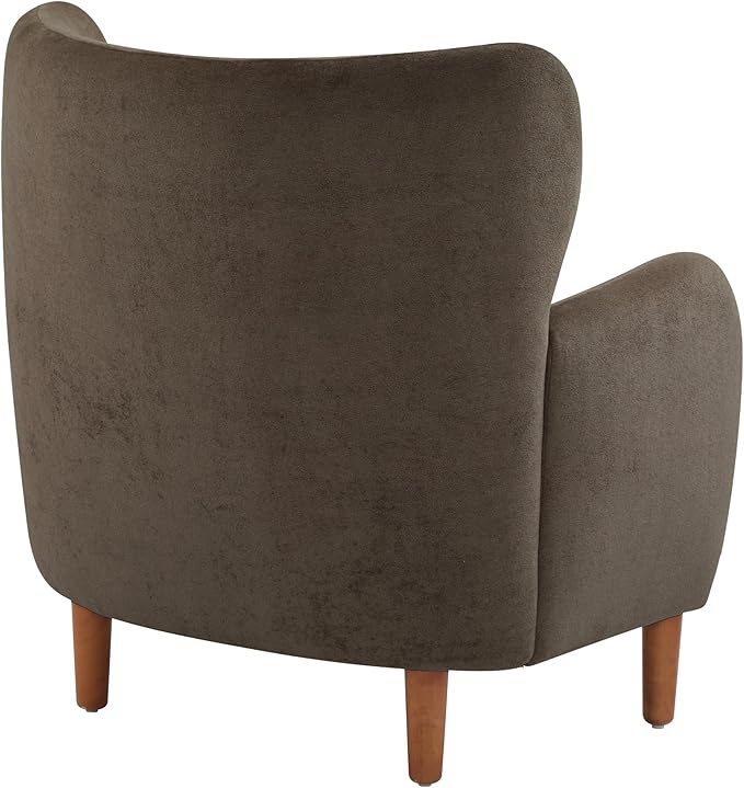 Christopher Knight Home Dolly Mid-Century Modern Velvet Upholstered Wingback Club Chair Living Room Lounge Chair for Relaxation Reading Armchair Solid Wood Living Room Accent Chair Dark Brown