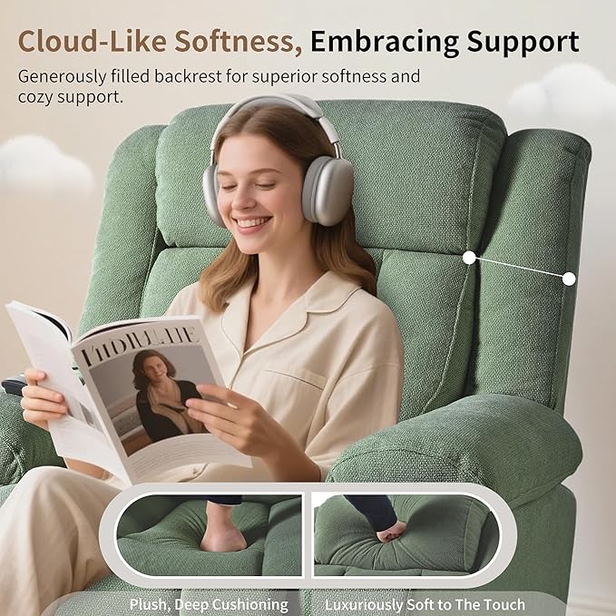 Oversize Power Lift Recliner Chair for Big and Tall with Extended Footrest Large Electric Lift Chairs 400lbs Capacity Remote Control Cup Holders &amp Side Pockets
