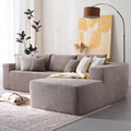 106 Cloud Sectional Couch with Chaise Lounge Deep Seat L Shaped Modern Modular Sleeper Sofa No Assembly Required Boneless Couches for Living Room (RightStripe CorduroyCamel)