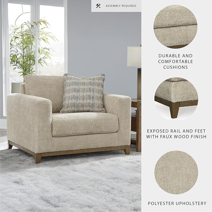 Signature Design by Ashley Parklynn Classic Upholstered Oversized Chair with 1 Accent Pillow Beige