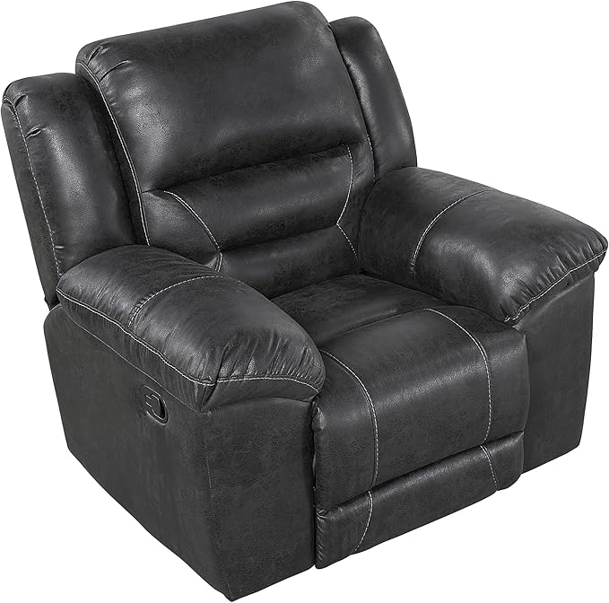 Lexicon Rocker Recliner Chair for Living Room Wall Hugger Manual Recliner Chairs Textured Microfiber Upholstered Rocking Reclining Chair Home Theater Seating Required Assembly Black