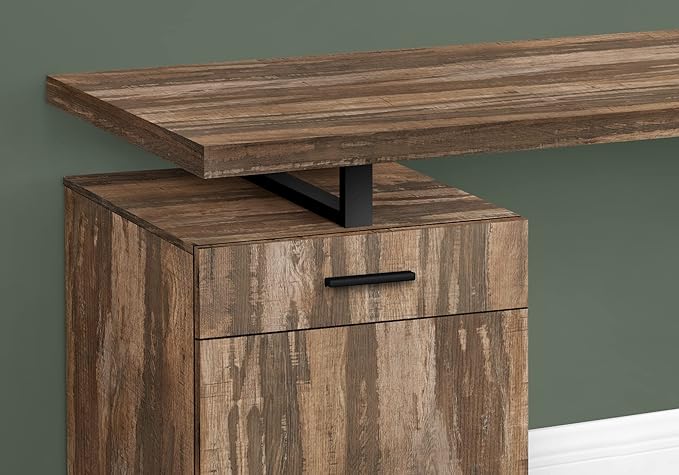Computer Desk Home Office Laptop Left Right Set up Storage Drawers 48 l Work Brown Laminate Black Metal Contemporary Modern DL309