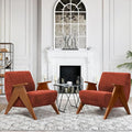 2 Pcs Home Accent Chair Mid Century Modern Accent Chair with Wood Frame Lounge Upholstered Armchair Reading Chair Sturdy BaseFor Living Room BedroomOfficeComfy Guest Waiting Room ChairsOrange