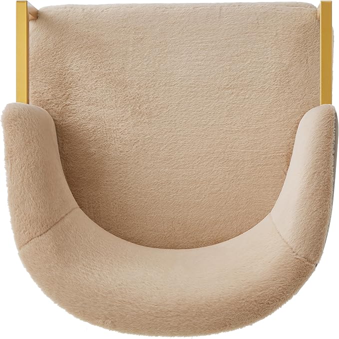 Modern Accent Chair with Gold Metal Frame Cozy Armchair Upholstered Reading Chair with Ergonomic Curved Backrest for Living Room Office (Brown-36)