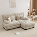 94.4 L-Shape Modular Cloud Sectional Sofa with Chenille Plush Fabric - 2 Seater Couch with Deep Seat and Movable Ottoman for Living Room Apartment and Office - Light Coffee
