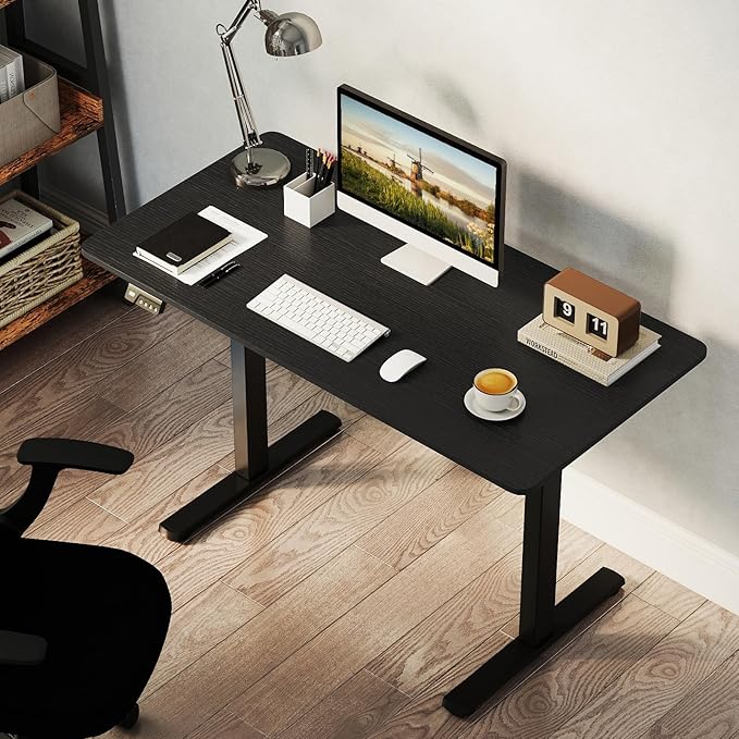 Tangkula 48 x 24 Electric Standing Desk Ergonomic Height Adjustable Sit to Stand Desk with LED Display &amp 2 Memory Height Settings Headphone Hook Home Office Desk (Black)