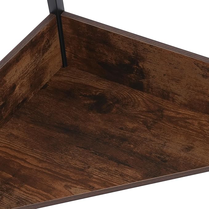 Corner Small Desk with Outlets Triangle Desk with Storage for Small Space Home Office Workstation Living Room Bedroom (Brown)