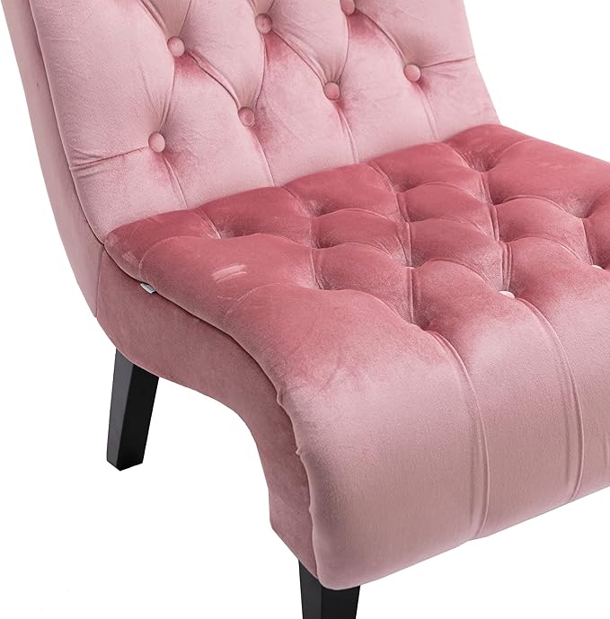 Accent Chair Comfort for Living RoomLoungeBedroomOffice DecorativeVelvet Tufted ArmchairUpholstered Barrel Chair Square Bedroom Chair PerfectAccent Living Room Chair/Leisure Chair (Pink)
