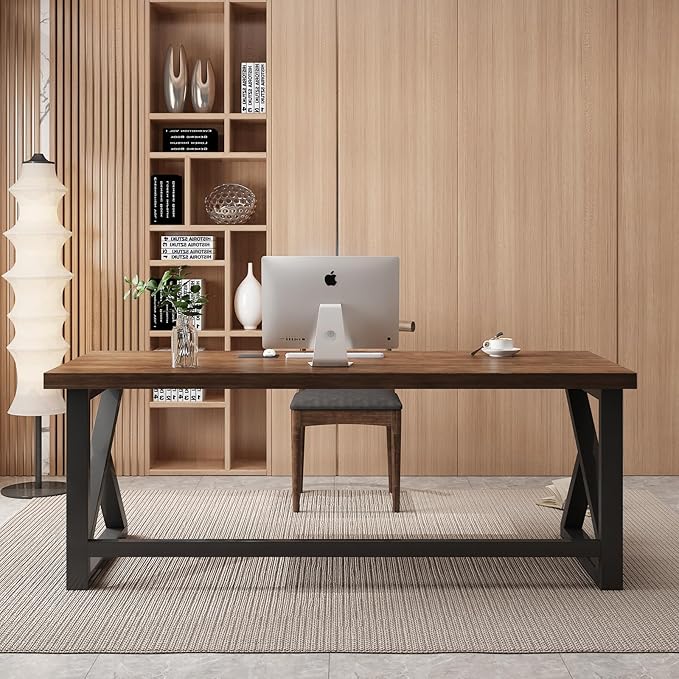 55inch Solid Wood Computer DeskLarge Office Desk Home Simple Modern Long Desk Study Writing Desk Dining Table for Home Office