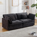 76.7 Black Chenille Loveseat Sofa Oversized 2 Seater Cloud Sectional Couch Modern Large Luxury Love Seat for Living Room Bedroom Apartment Office